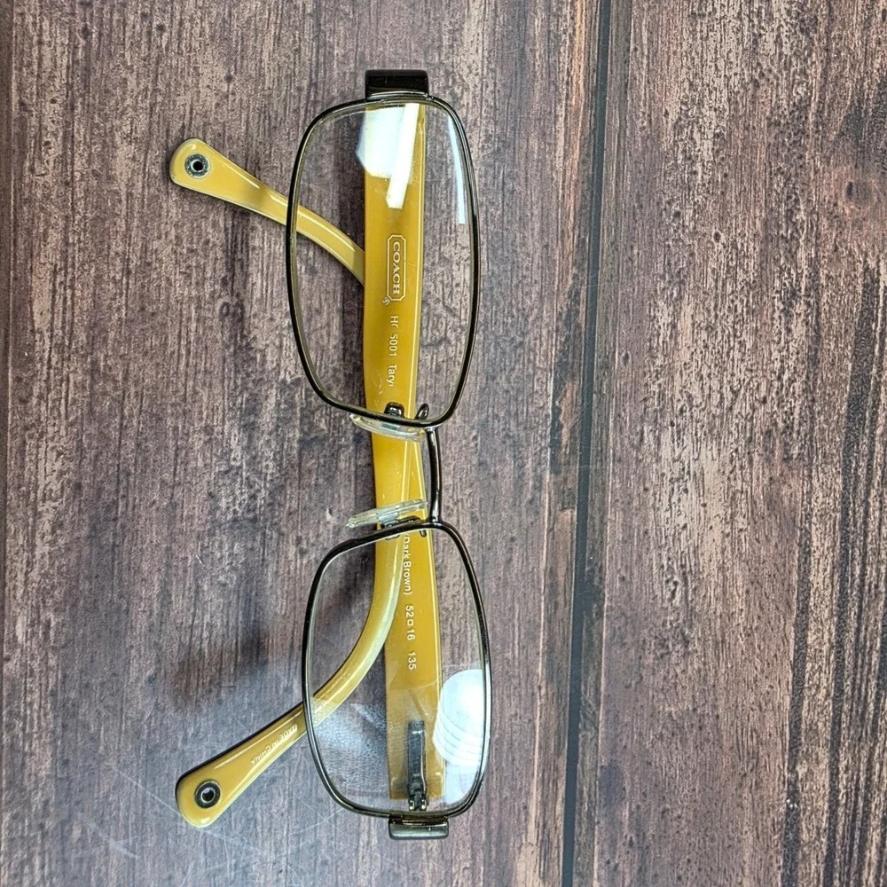Coach HC 5001 Taryn Dark Brown Yellow Rectangle Eyeglass Frames 52-16-135